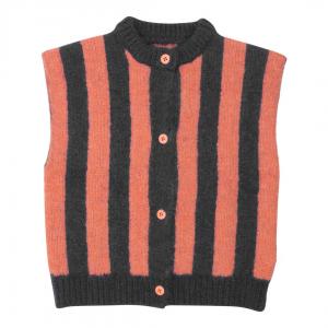 China Kids Wool Cotton Blend Striped Chunky Knitted Sweater Vest Button Down Cardigans Hand Knit Waistcoat on sale