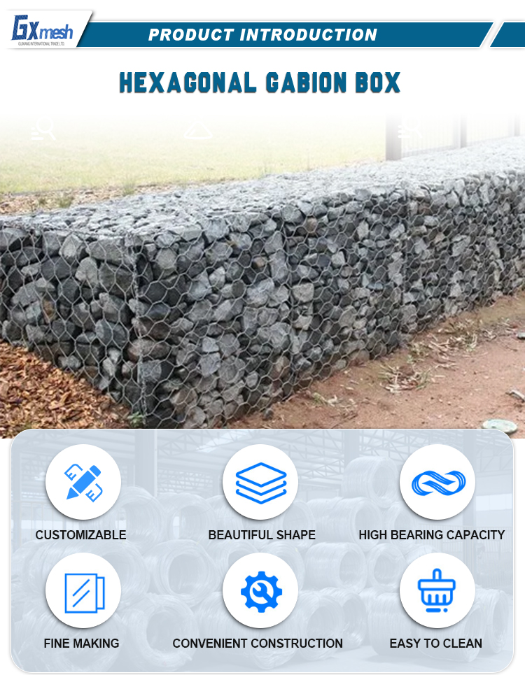 Latest Design Reasonable Price Easy Installation Galvanized Gabion Box 2m x 1m x 1m Standard Galvanized Basket Gabion Box