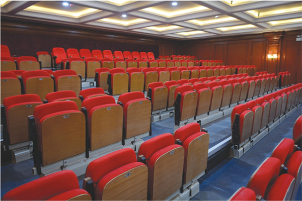 Rise Mounted Retractable Wood Bleachers / Conference Hall Telescopic Seating Systems