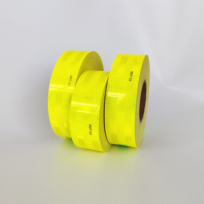 High Intensity DOT C2 Reflective Marking Tape On Trailers Fluorescent Yellow Green