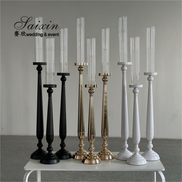 Factory Custom Different Colors Glass Jars Tall Metal Candlesticks For Wedding
