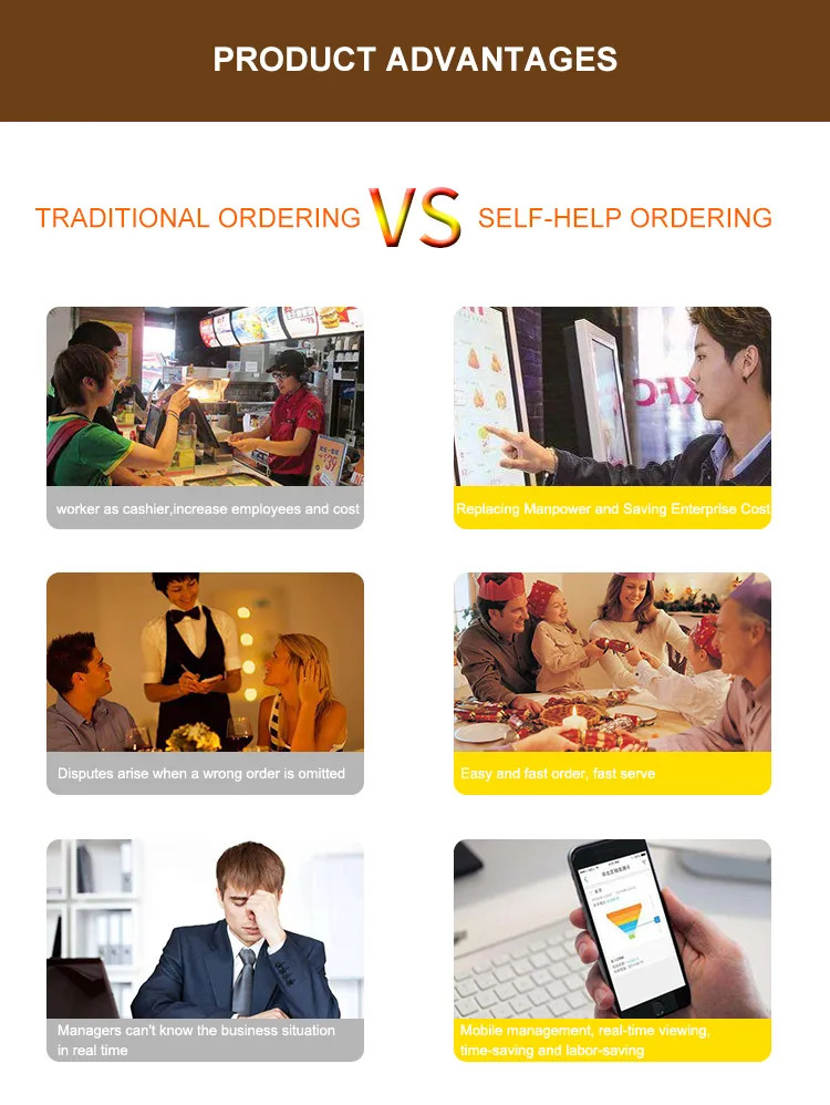 Hot Sale 27 inch Smart Food Self Service Order Kiosk For Order Self Service Terminal