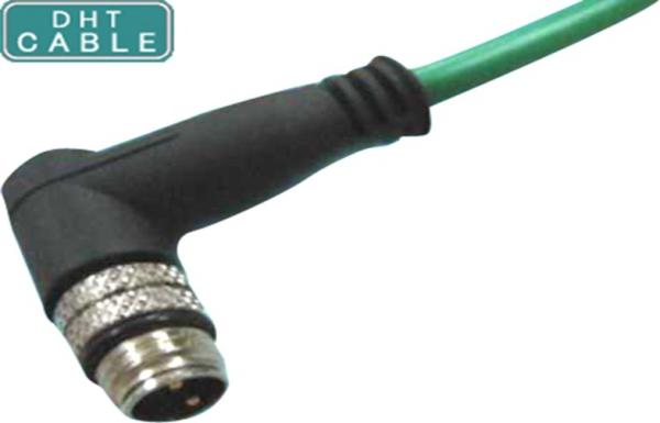 IP67 / IP68 Protection Grade M8 Waterproof Cable / Black Color Molding Type