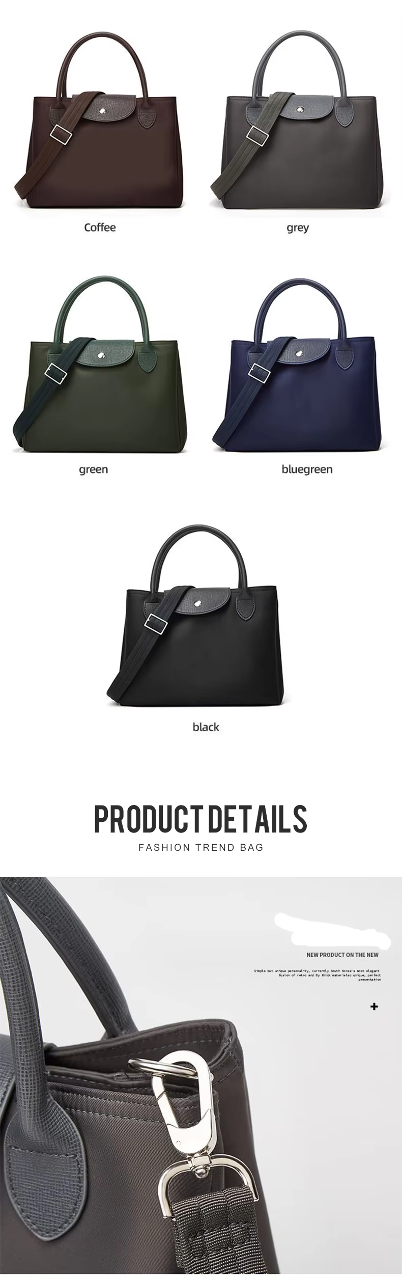 Stylish Nylon Lining Bags for Women Designer Handbags Fashionable Ladies Hobo Bags