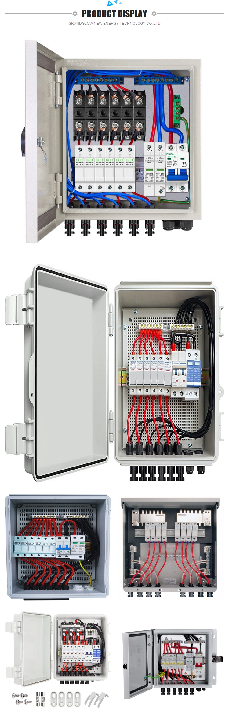 20 in 1out 500vdc Array 2 4 6 8 12 24 String Solar Power Meter Combiner Box protect the circuit from PV panels