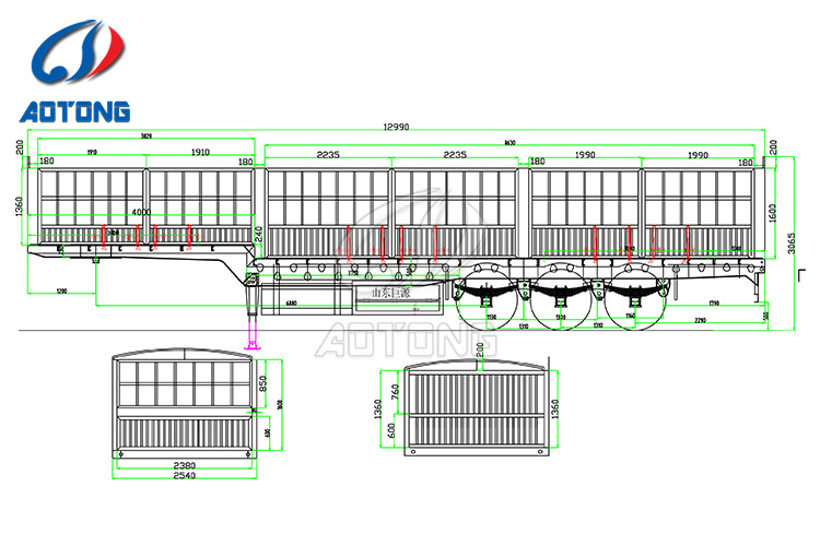 NDRC Announced Enterprise 40 Tons Curtain Semi Trailer with Dual Line Braking System