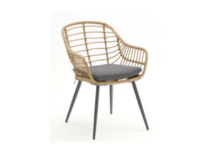 Flat And Round Outdoor Garden Rattan Chair 250 Lbs Steel Frame