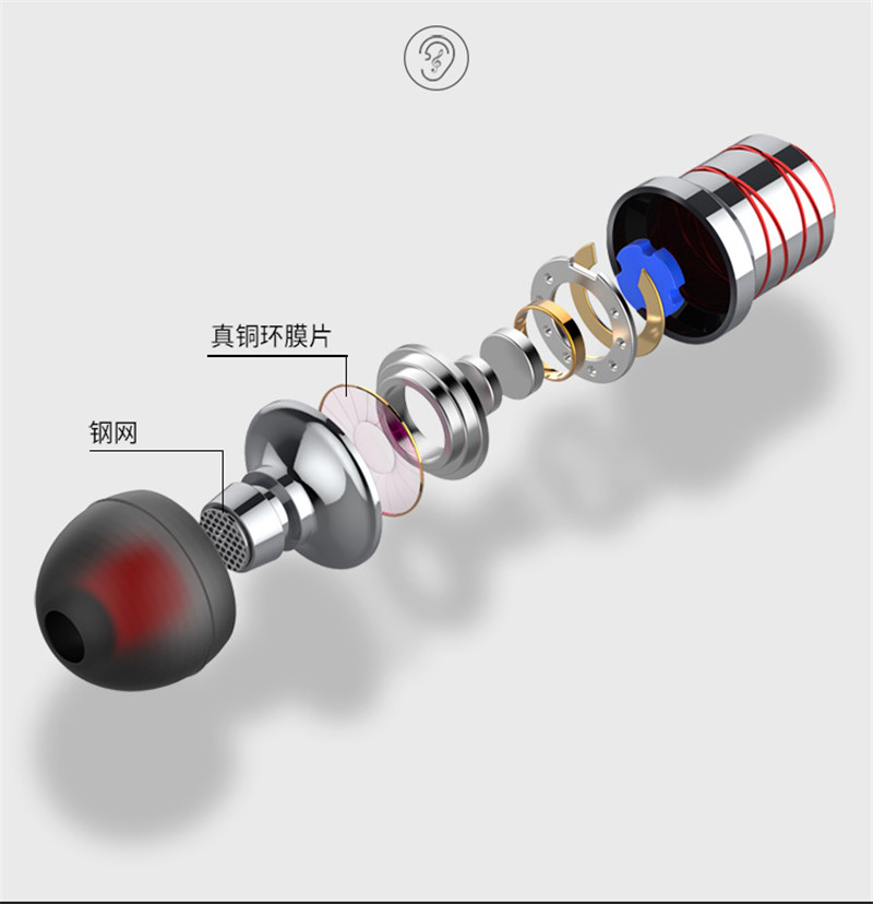 Impedance 16Ω with Metal Mircophone TPE Material HZD1811E and ring off playing stop and volume control earphone