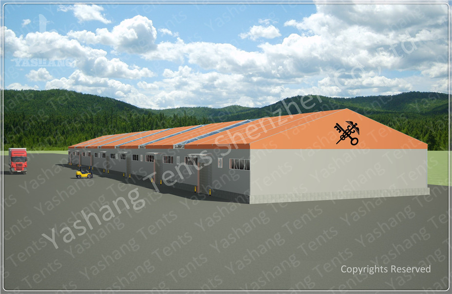 Sliding Gate Logistics White Industrial Canopy Shelter Outside Storage Tent