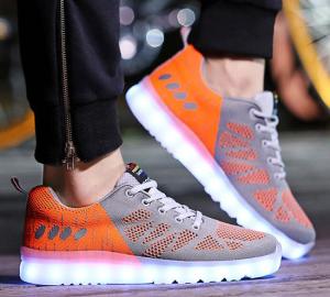 Wholesale Grey + Orange Light Up Tennis Shoes , Safe Led Light Up Shoes For Adults from china suppliers