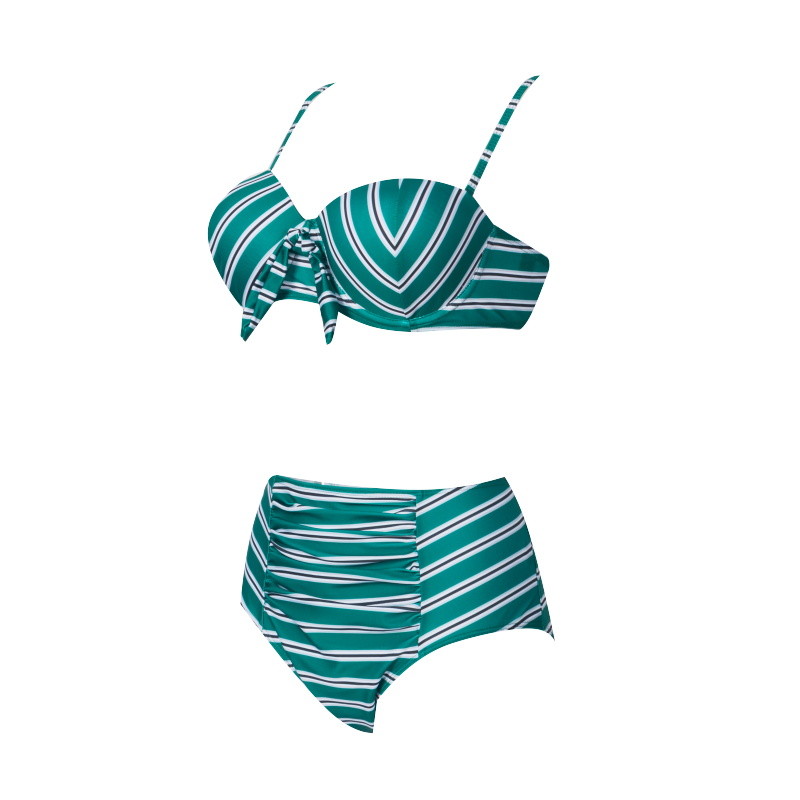 Tiered Layer Tie a Knot Front Top With Low waist Bikini swimsuit high cut