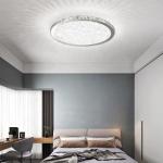 Bedroom Dining LED Ceiling Light Stainless Steel Clear Crystal Round Ceiling