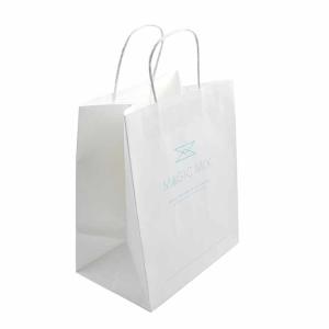 Wholesale Custom Kraft Paper Bags with Hand Length Handle White Color Food Grade from china suppliers