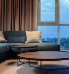 Contemperary Oval Mdf Wood And Metal Coffee Table Set Furniture For Living Room