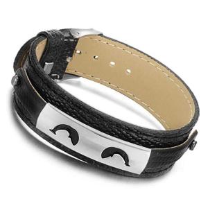 Wholesale Tagor Stainless Steel Jewelry Super Fashion Silicone Leather Bracelet Bangle TYSR037 from china suppliers