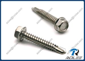 Wholesale 4.8 x 75mm DIN 7504K 316 Stainless Steel Hex Washer Head Self-drilling Tek Screw from china suppliers