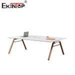 Modern Minimalist Style Conference Table With Metal Legs And Wooden Tabletop