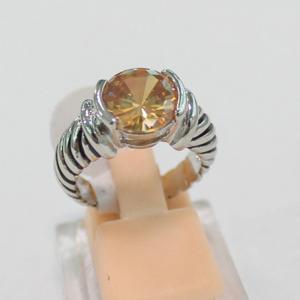 Wholesale (R-70)Fashion Jewelry Silver Plated Citrine Cubic Zircon Petite Ring from china suppliers