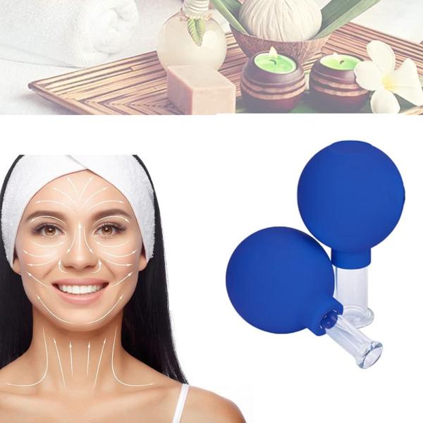 2 Pieces Glass Facial Cupping Kit-Silicone Vacuum Suction Massage Cups Set Anti