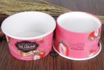 Pink Paper Ice Cream Sundae Cups , Vegetables Paper Salad Bowls Eco Friendly
