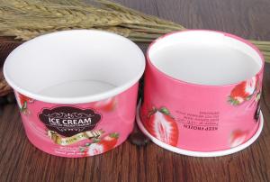 Wholesale Pink Paper Ice Cream Sundae Cups , Vegetables Paper Salad Bowls Eco Friendly from china suppliers