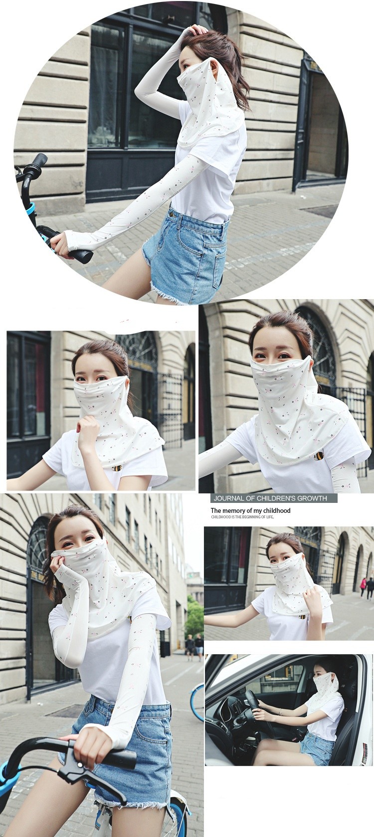 Women's Neck Protection Cloth Face Mask Reuseable For Riding / Decorating