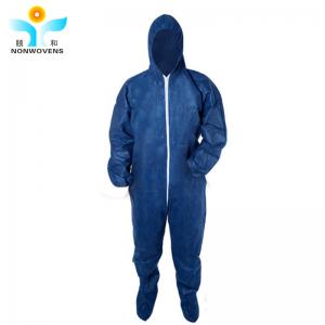 China YIHE Spunbond Disposable Protective Wear , 68gsm Blue Disposable Coveralls on sale