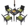 Buy cheap Black Wicker Patio Dining Table Garden Restaurant Dinning Table Set from wholesalers