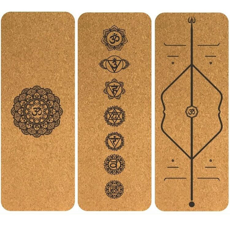 Yuelin 183x61x0.5cm Printed Yoga Cork Mats Non Slip Biodegradable