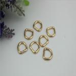 Manufacture supplier light gold 6mm welded iron wire D ring for handbag