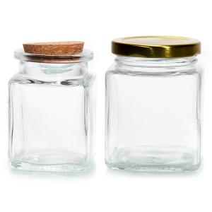 Wholesale Empty Hexagon Storage Jar Glass kitchen Container with Metal Lids from china suppliers