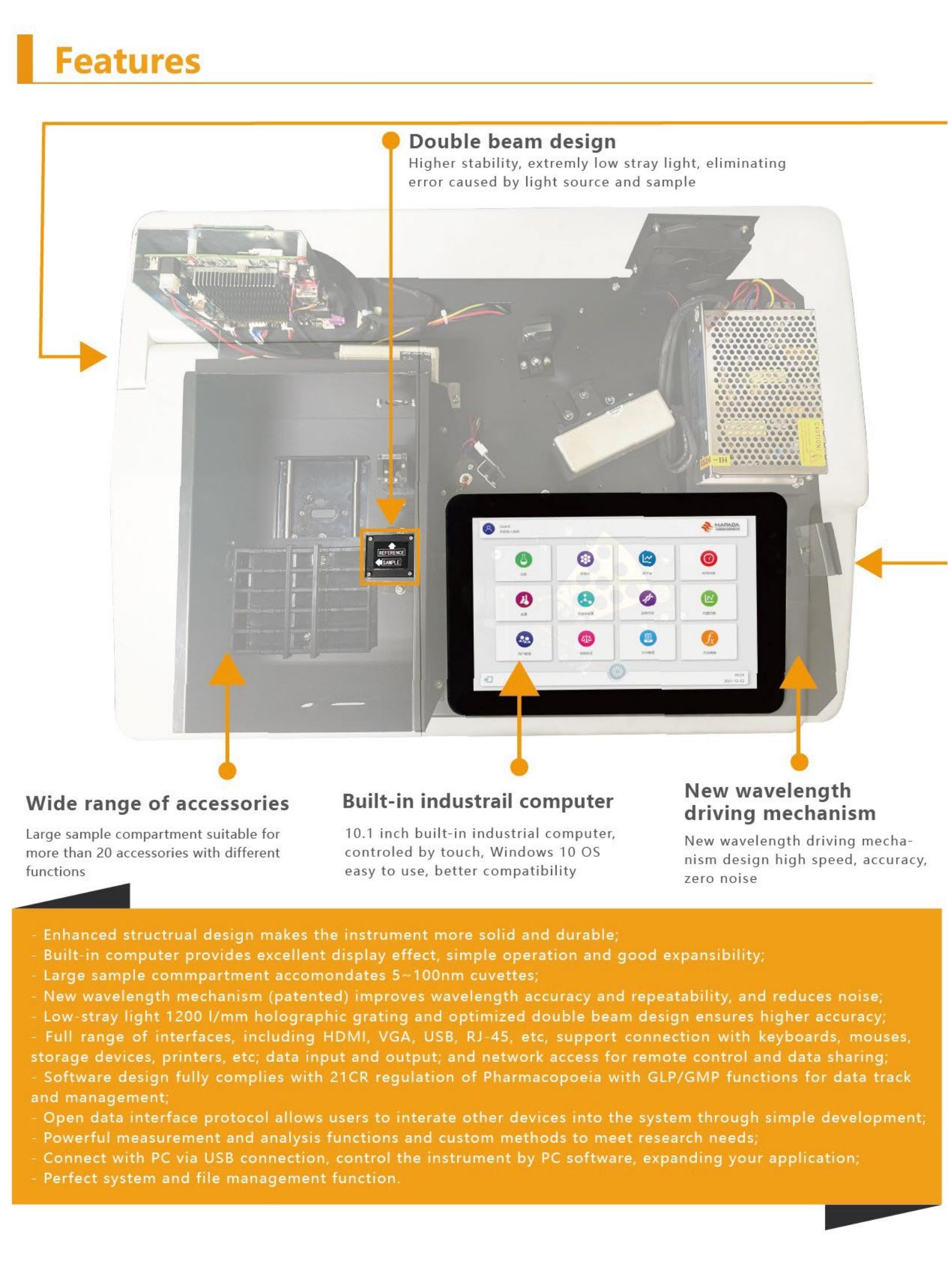 Dual Beam UV-Visible Spectrophotometer BXT-M9 Xenon Lamp