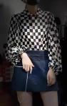 100% Silk 20MM Elastic Twill Fashion Plaid shirt for Girls
