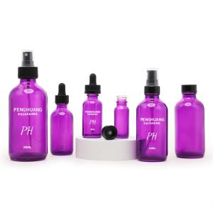 Wholesale 60ml Purple Boston Glass Bottles 2oz Massage Essential Oil Skin Care Serum Dropper Bottle from china suppliers