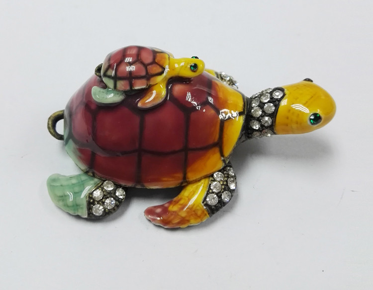 Mum & Baby Turtle metal trinket box turtle treasure box metal jewelry box