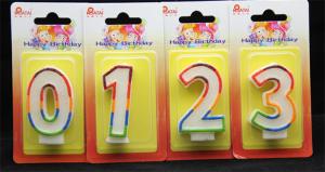 Wholesale Birthday Candles Handmade 0-9 Number Candle with Gliter Rainbow Color edge from china suppliers