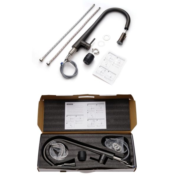 Pull Out Brushed Stainless Steel Kitchen Tap 35mm Ceramic Cartridge