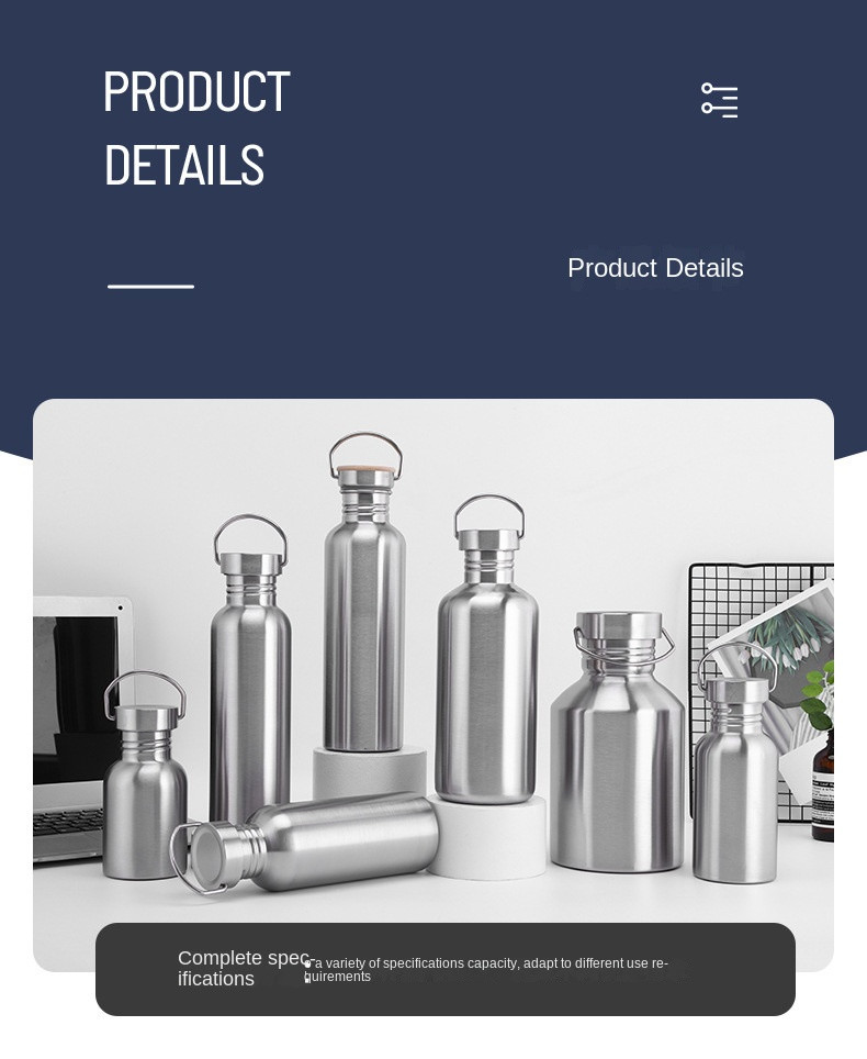 350ml 500ml 600ml Oem Odm Single Wall Stainless Steel Water Bottle BPA Free Stainless Steel Travel Water Bottle Lightweight Minimalistic Design