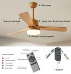 110V 220VDC 35W Metal And Wood Ceiling Fan Light For Living Room