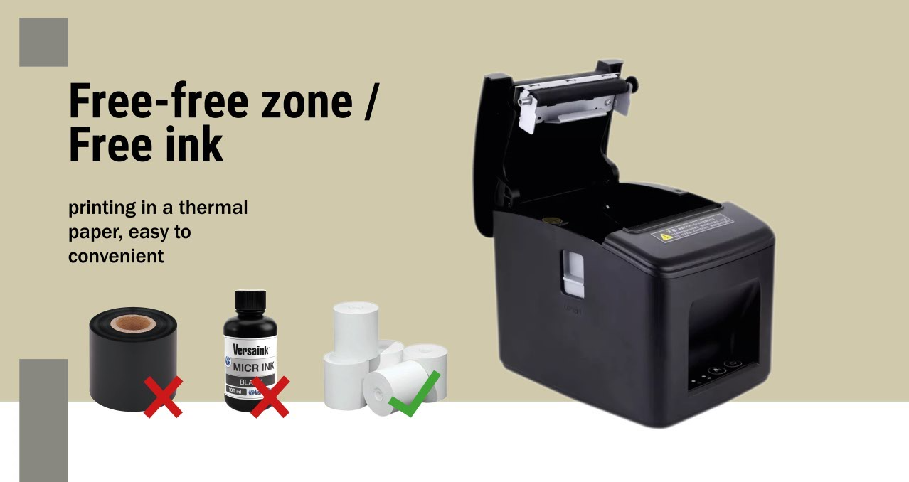 T80C Printer 80mm Width Sleek Light weight Printing Accepts POS System and Cash Drawer
