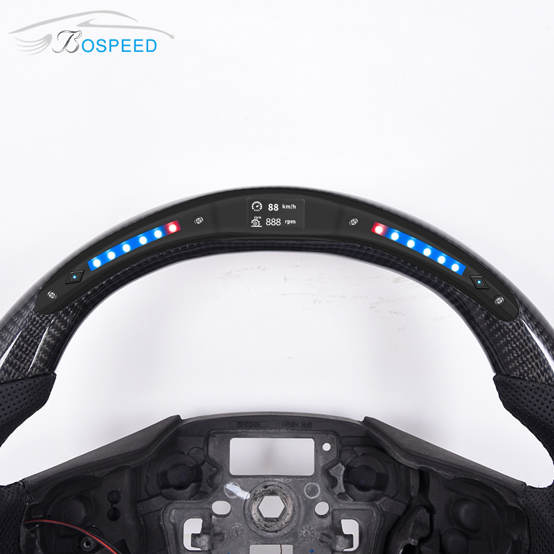 Custom Perforated Leather LED Carbon Fiber Steering Wheel Luxury Sports Ford