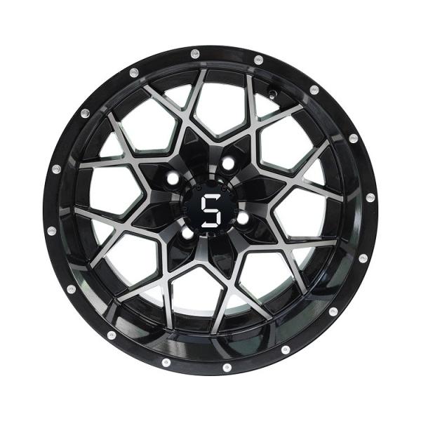 Golf Cart 12''/ 14'' Machined/Glossy Black Aluminum Alloy Wheels 4x4 Bolt