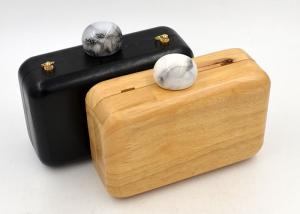 Wholesale Simple Design Ladies Makeup Wooden Clutch Bag Yellow Color For Vacation from china suppliers