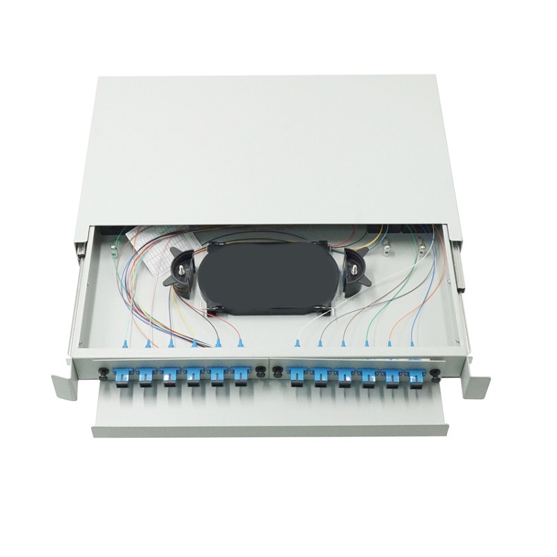 ODF White Fiber Optic Patch Panel Slide 1U 12 Port Rack Mount Patch Panel