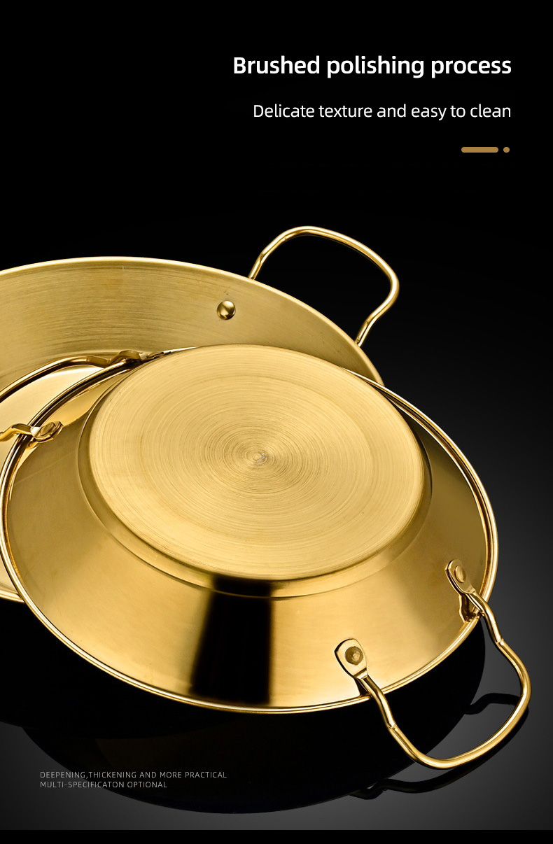Wholesale Top Seller Kitchen Seafood Cookware Pan Stainless Steel Cooking Paella Pan Frying Pan
