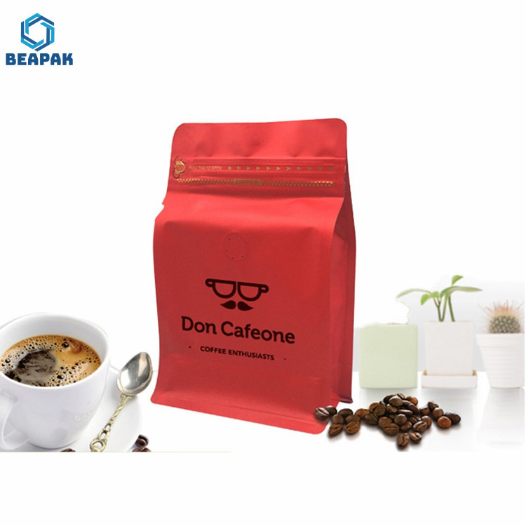 Stand Up Zipper Flat Bottom 150g Coffee Bags With Valve