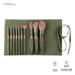 10pcs Vegan Makeup Brush Set With Cosmetic Bag 100% Synthetic Hair