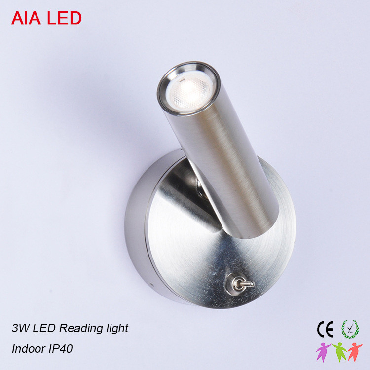 IP40 surface round surface mounted bedside wall light 3W bedside reading light for hotel
