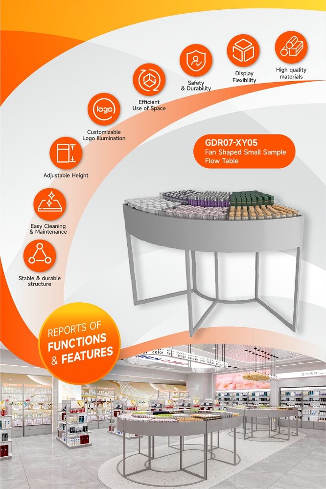 GDR07-XY05 Cosmetic Display Table with 3mm Transparent Acrylic Joint Box and Adjustable Height for Trade Show Booth