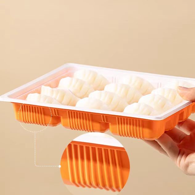 Supermarket Disposable Dumpling Tray Takeaway Pressure Resistance With Lid